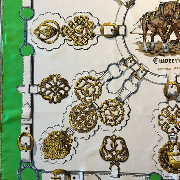 Vintage Hermes "Cuivreries" Silk Scarf, by Francoise de La Perriere - Picture 2 of 16